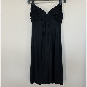 Foley Pleat Front Silk Dress Black Size M